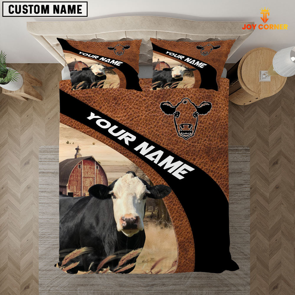 Black Baldy On The Farm Customized Name Red Barn Bedding Set