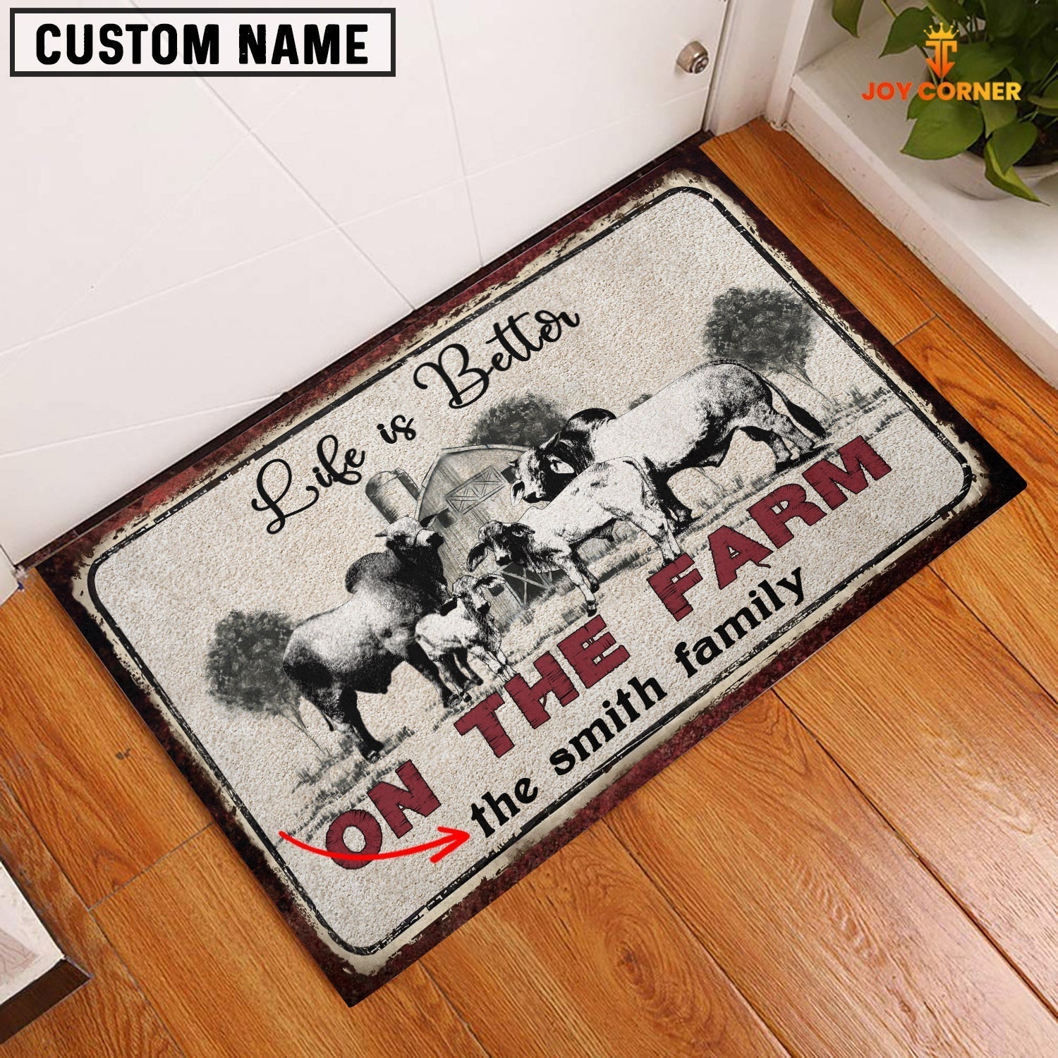 Brahman Life is Better Custom Name Doormat
