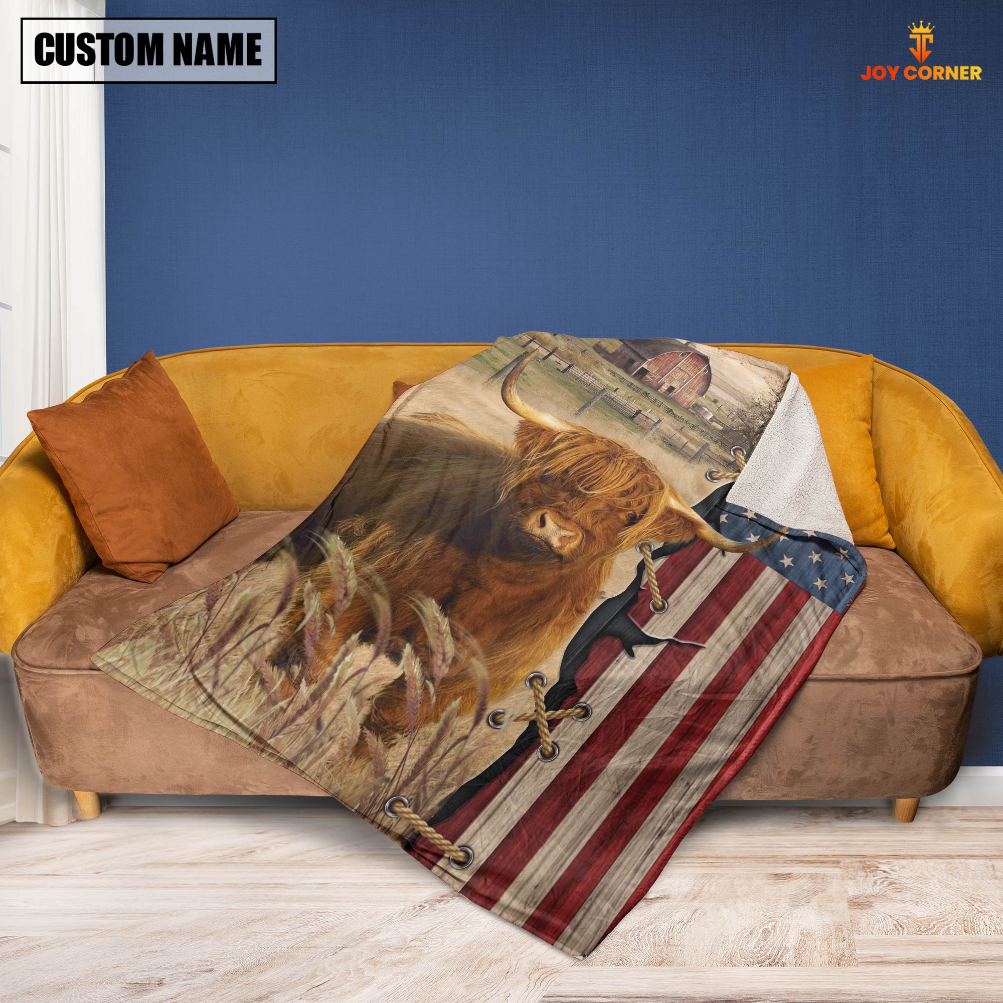 Personalized Name Highland Flag Vintage Blanket