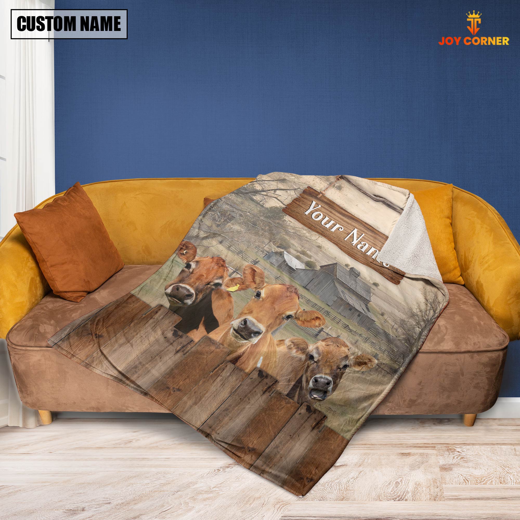 Personalized Name Jersey Wooden Pattern Blanket