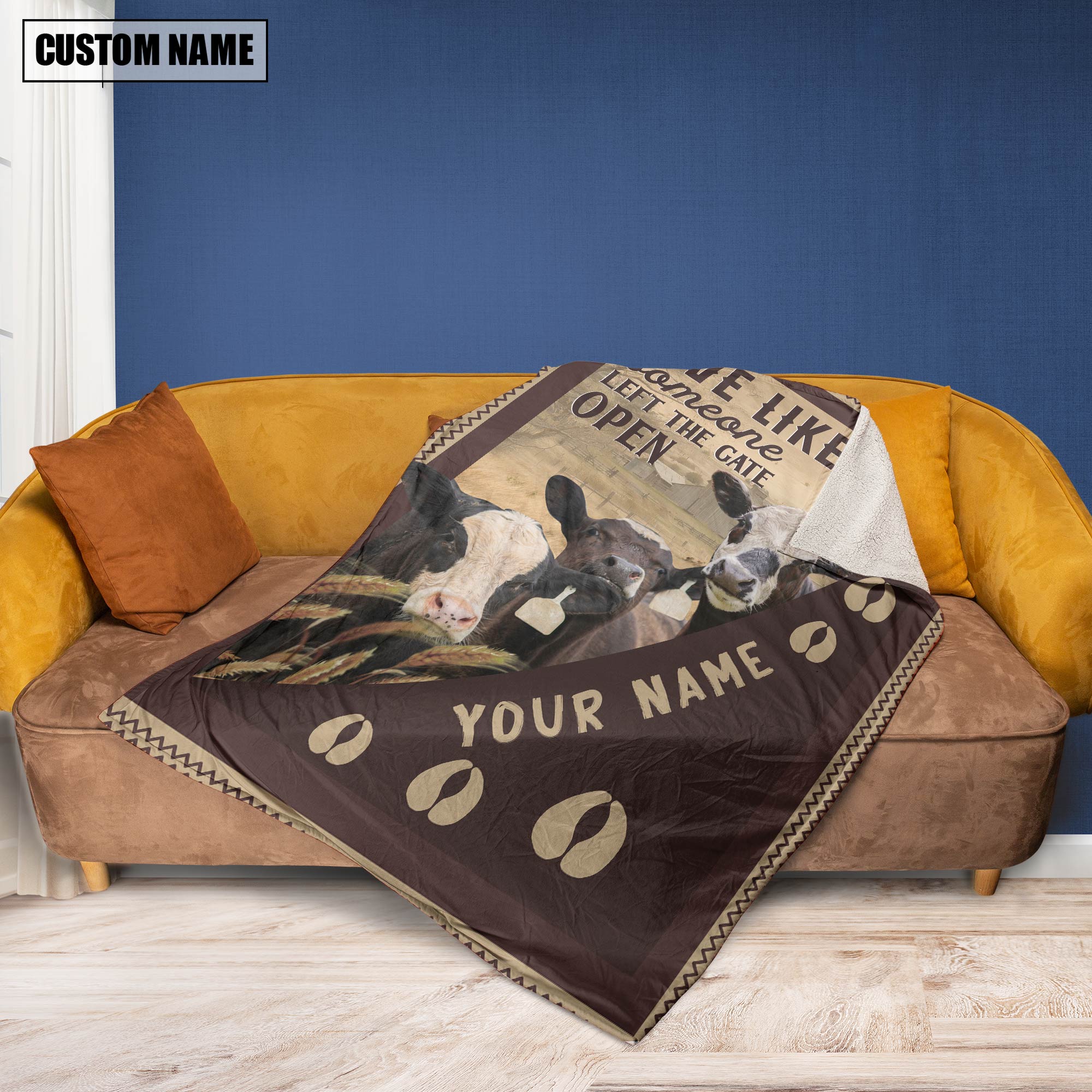 Personalized Black Baldy Live Like Someone Left The Gate Open Blanket