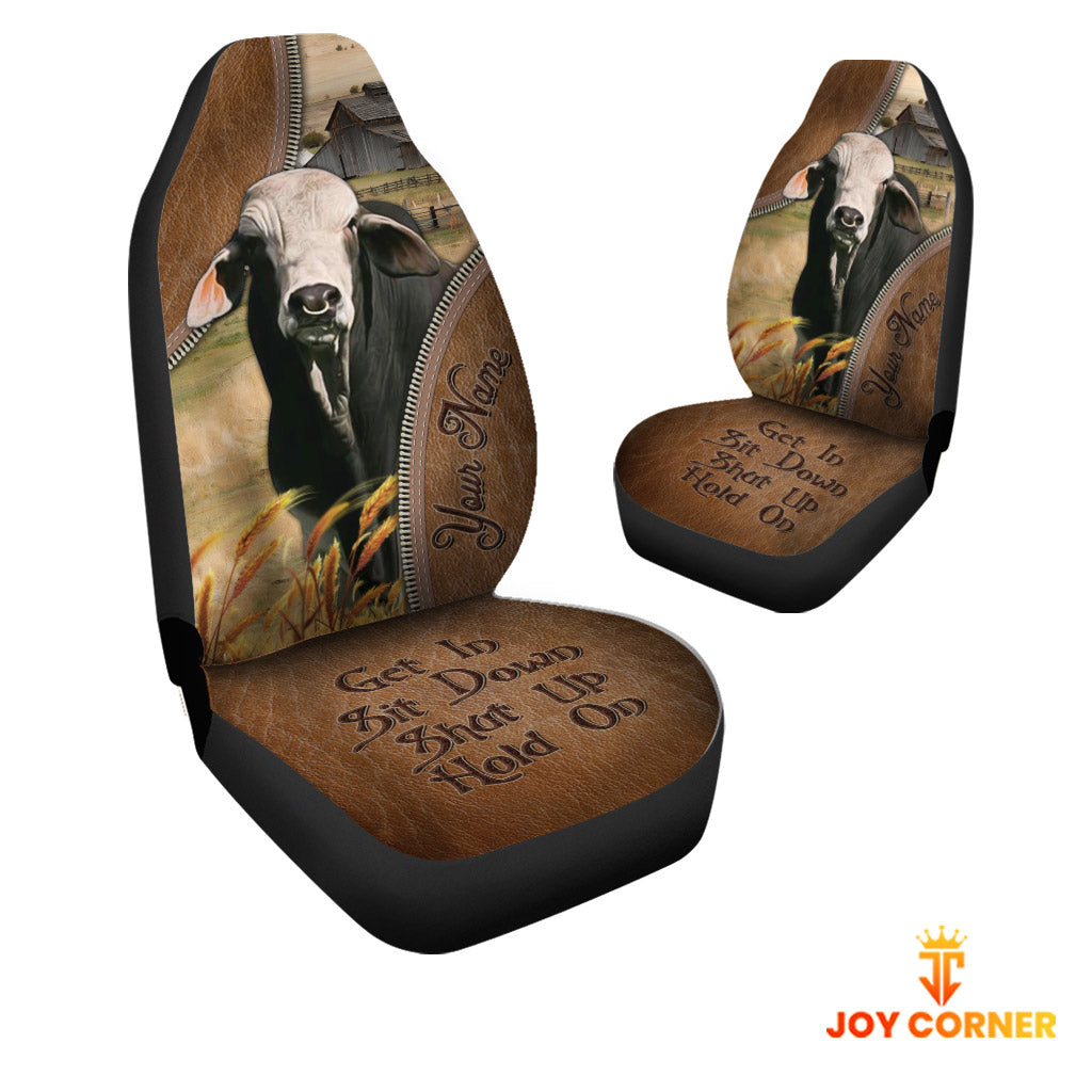 Brahman Customized Name Leather Pattern Car Seat Covers (2Pcs)