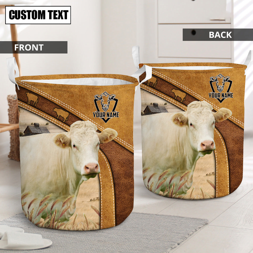 Charolais Cattle Brown Custom Name Basket