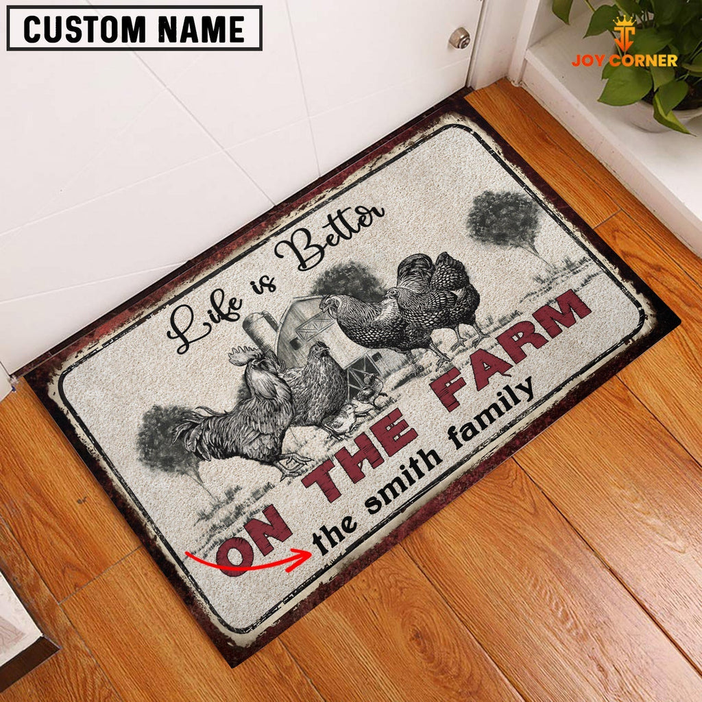 Chicken Life is Better Custom Name Doormat