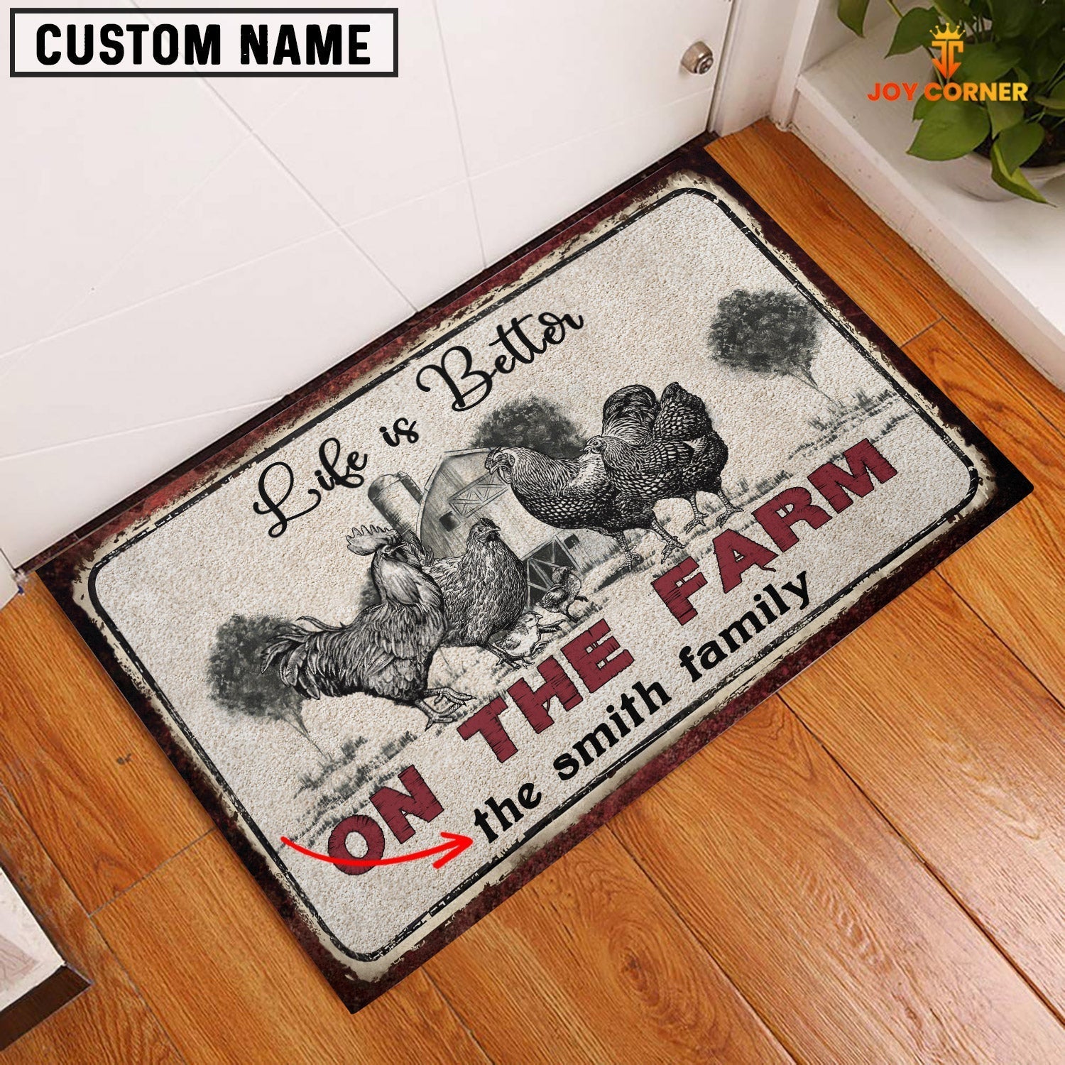 Chicken Life is Better Custom Name Doormat