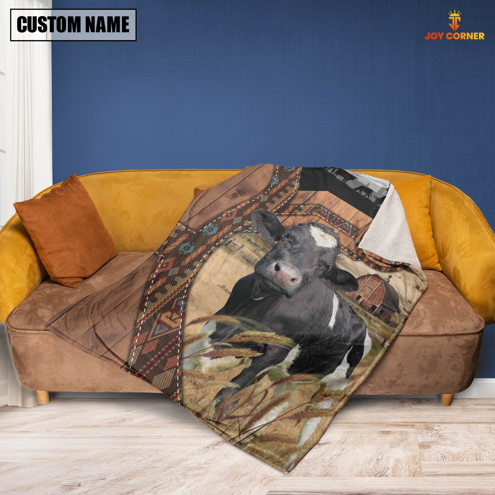 Holstein Custom Name Brocade Pattern Blanket