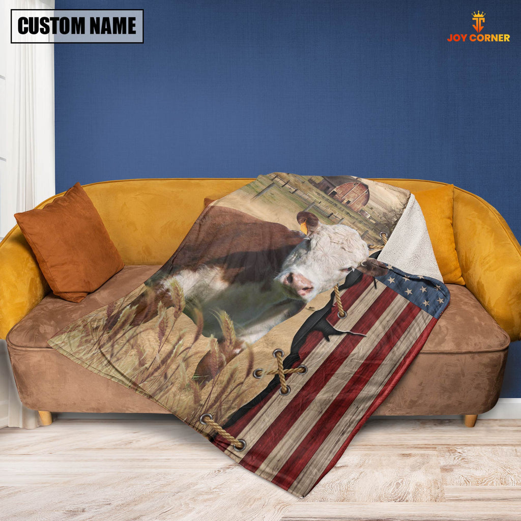 Personalized Name Hereford Flag Vintage Blanket