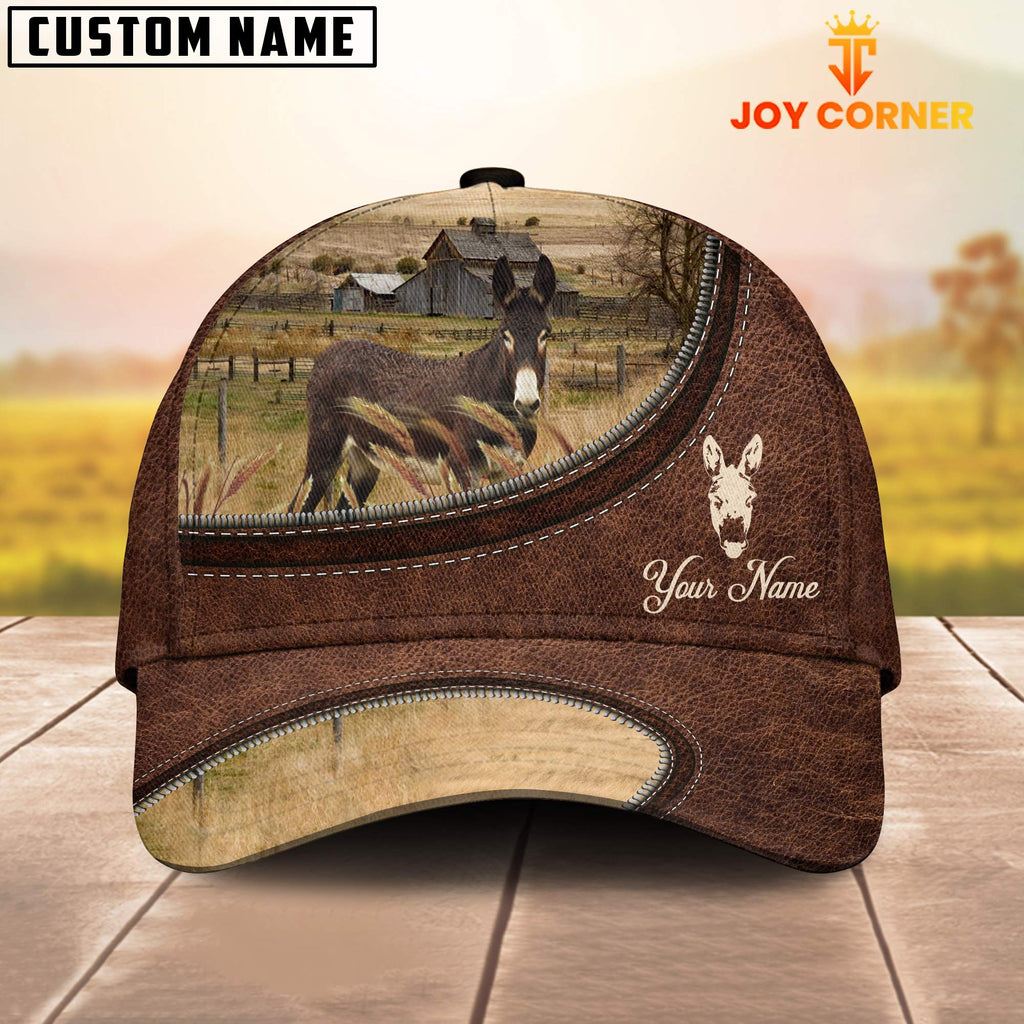 Mule On The Farm Customized Name Leather Pattern Cap