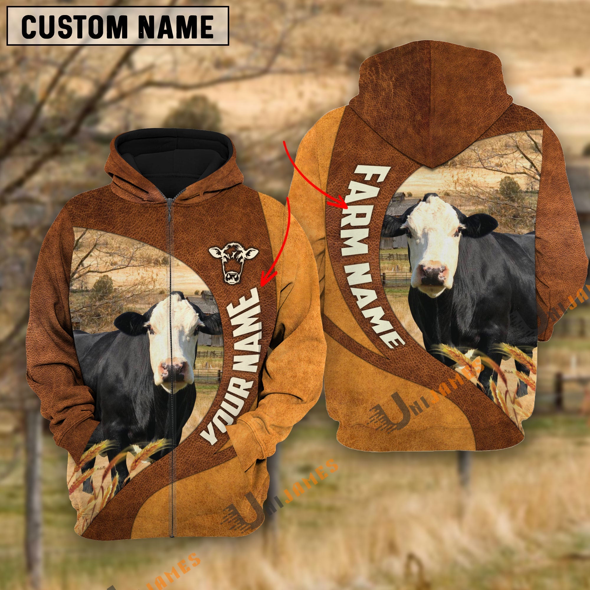 Black Baldy Farming Life Personalized Name 3D Hoodie