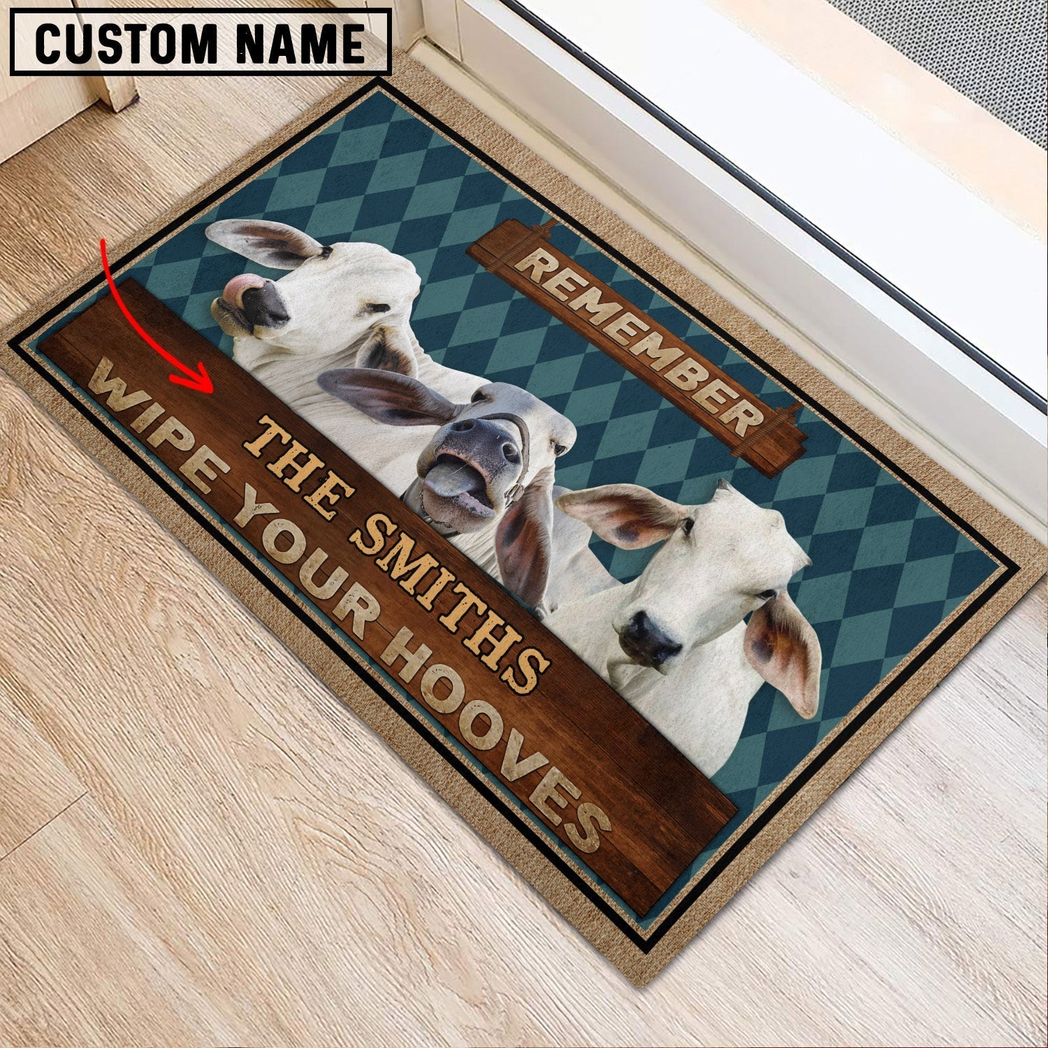 Brahman Wipe Your Hooves Custom Name Doormat