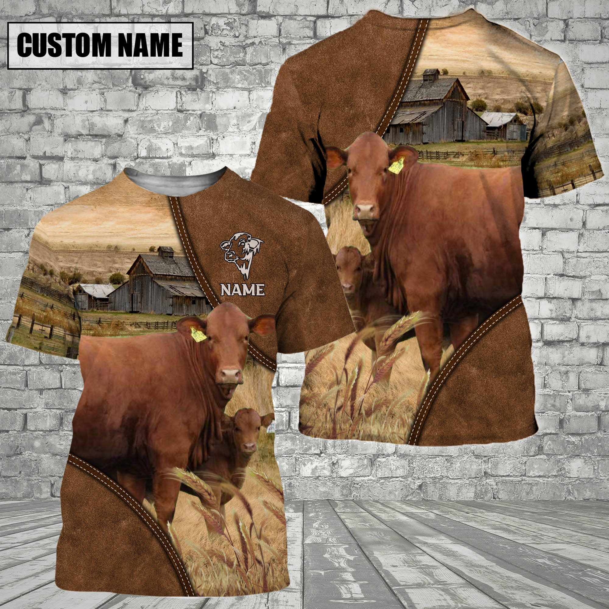 Beefmaster Barn Farm Customized Name 3D T-Shirt