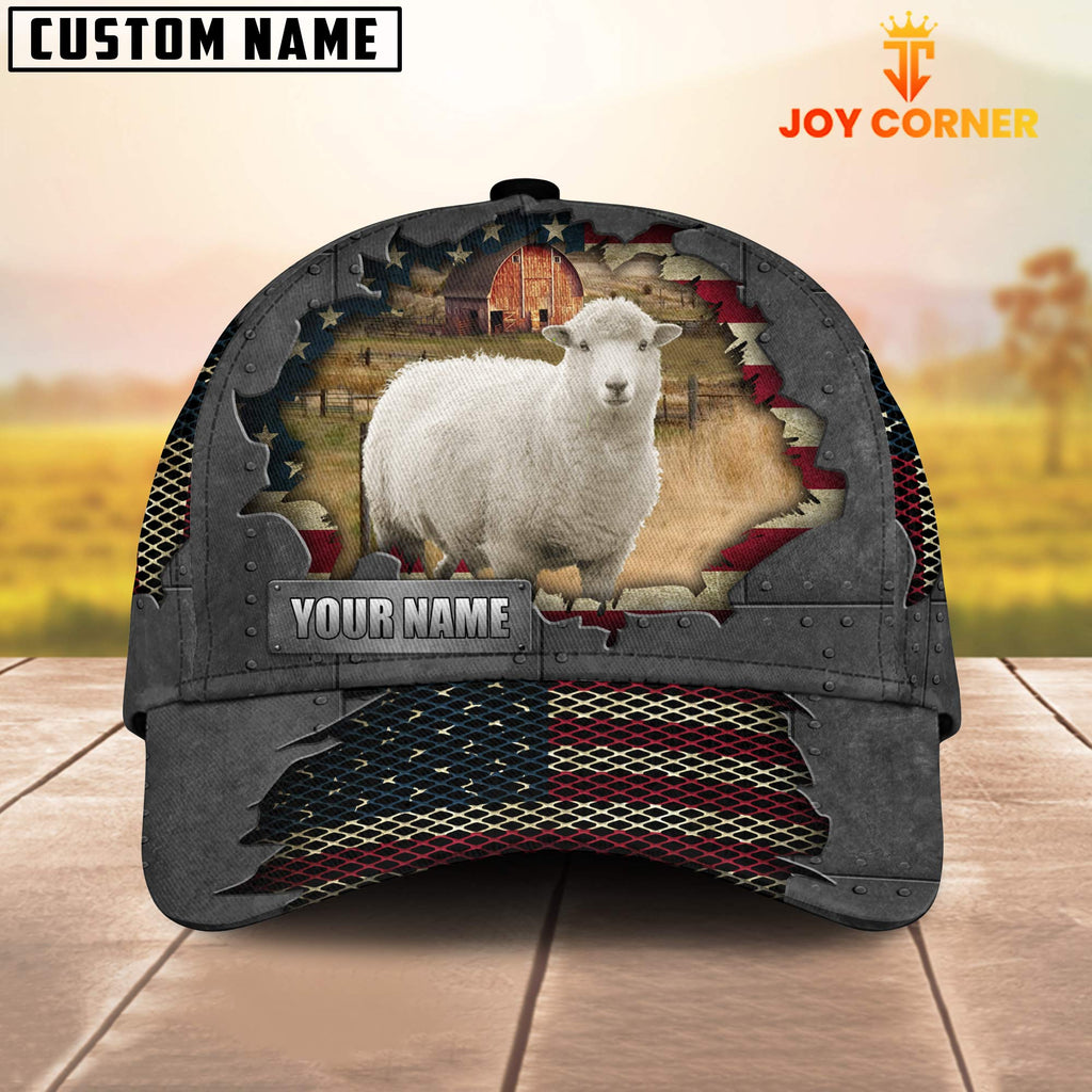 Goat Customized Name US Flag Net Cap