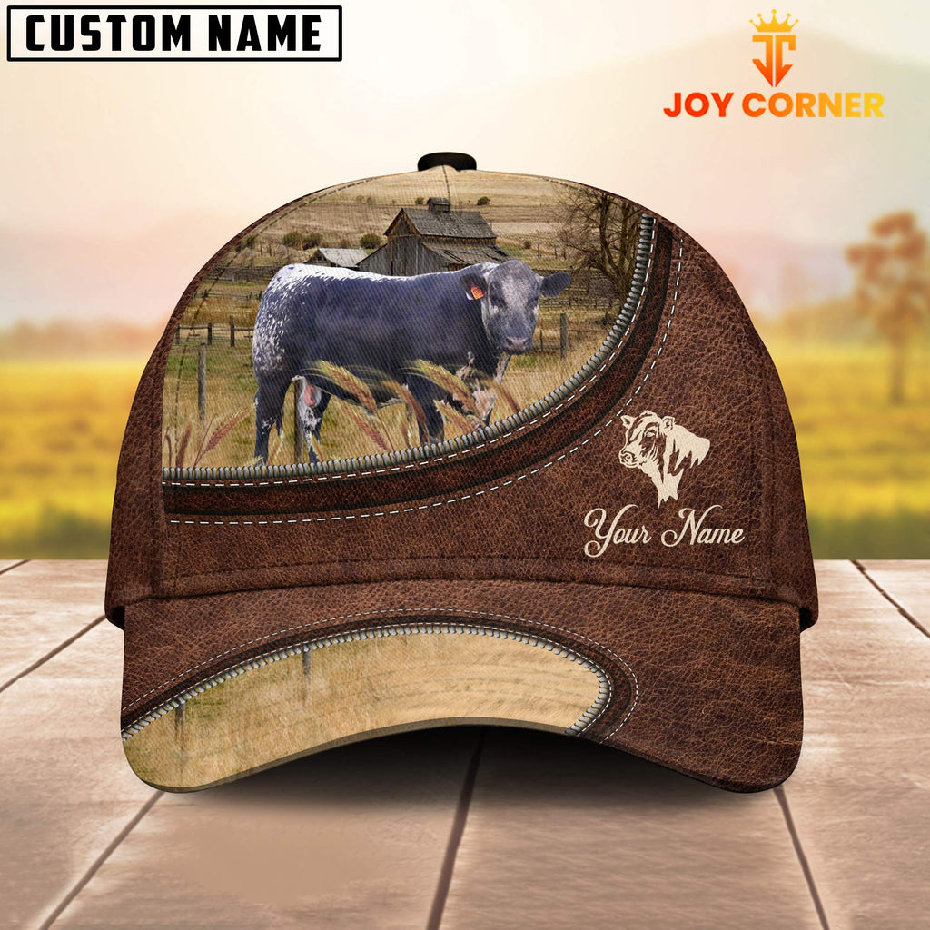 Black Speckled Park On The Farm Customized Name Leather Pattern Cap