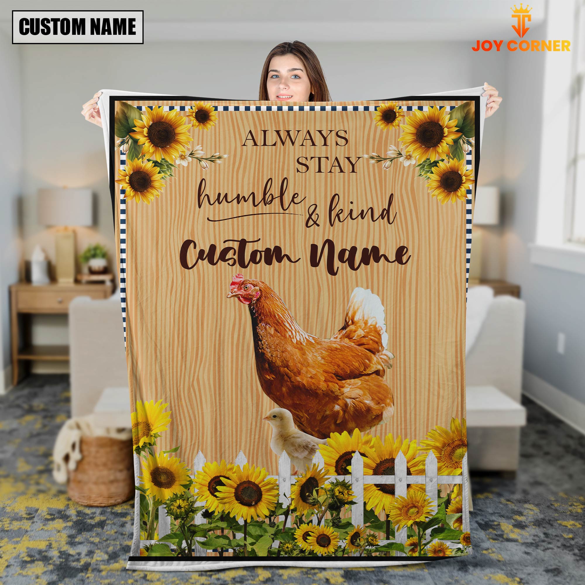 Chicken Custom Name - Always Stay Humble and Kind Blanket