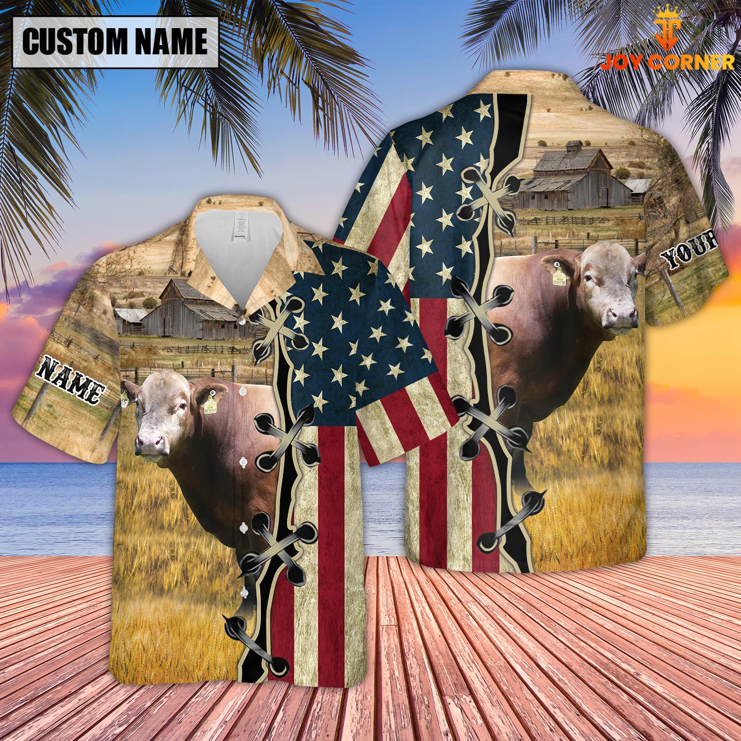 Beefalo On Farms Custom Name American Flag 3D Shirt