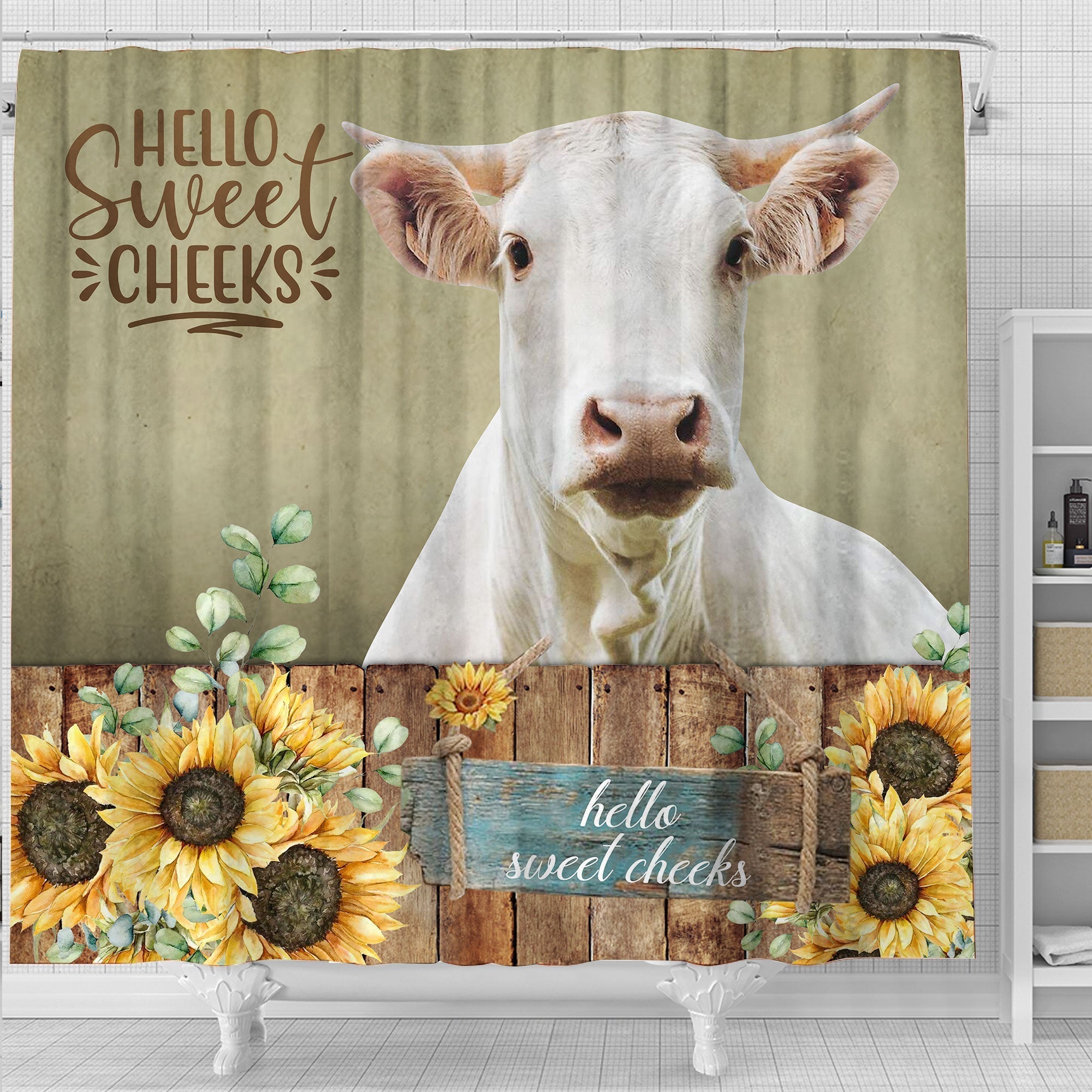 Charolais Hello Sweet Cheeks 3D Shower Curtain