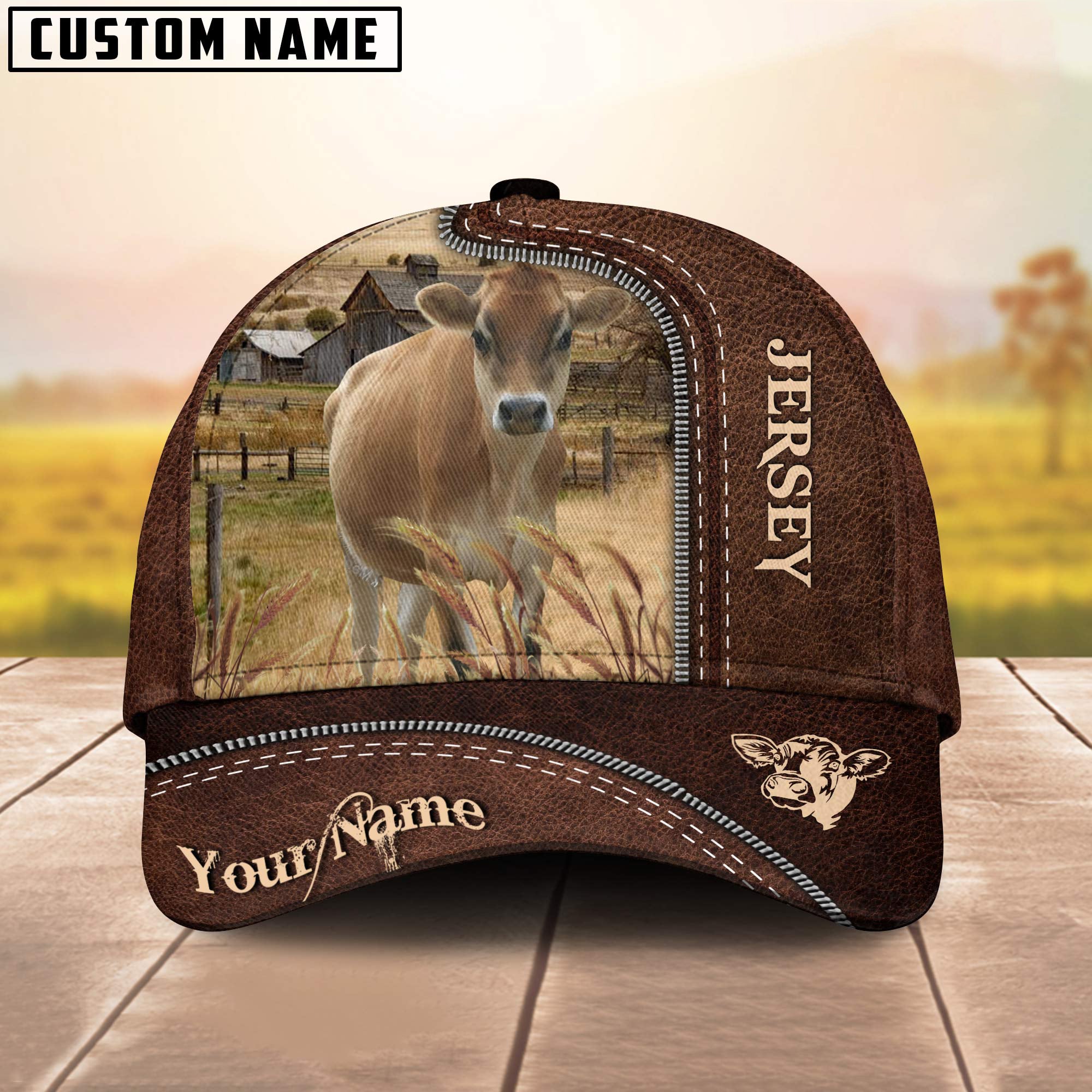 Jersey Customized Name Leather Pattern Cap