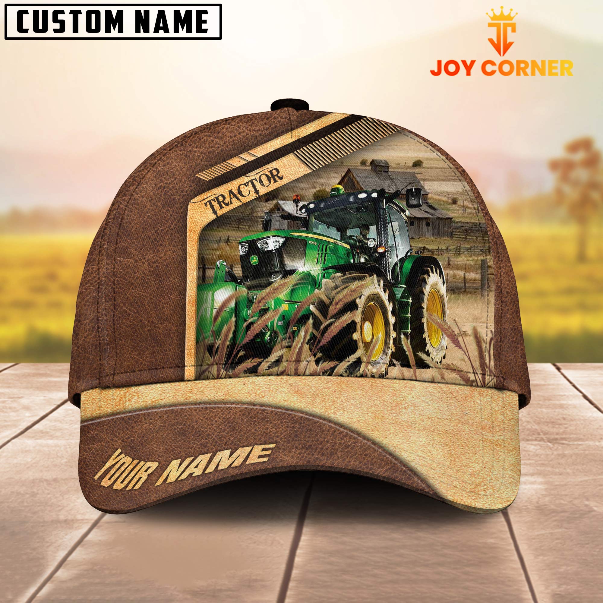 Tractor Customized Name Brown Farm Cap