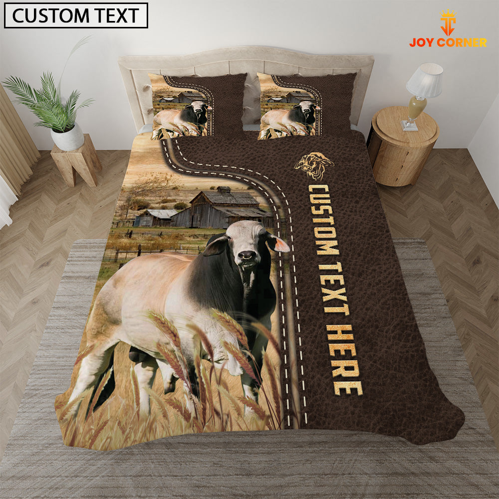 Brahman Custom Text Leather Pattern Bedding Set