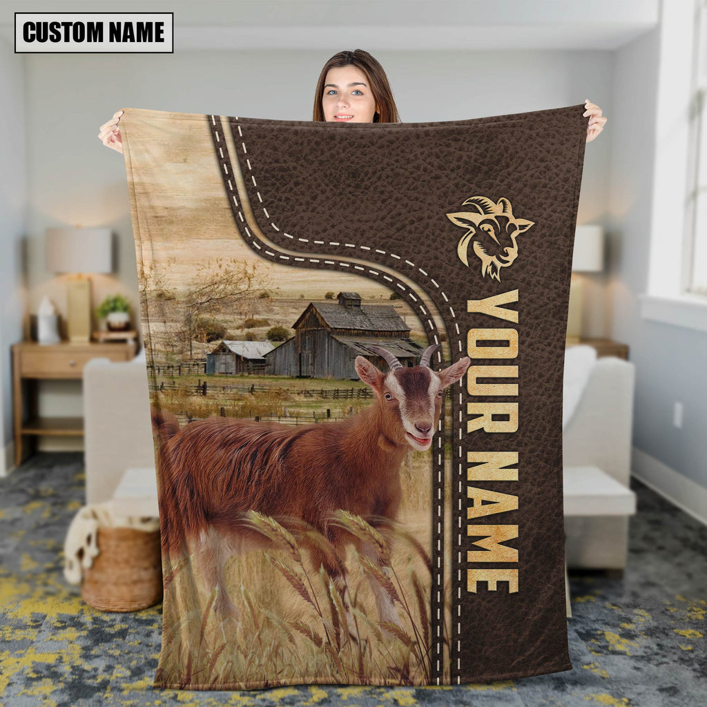 Personalized Name Goat Leather Pattern Blanket