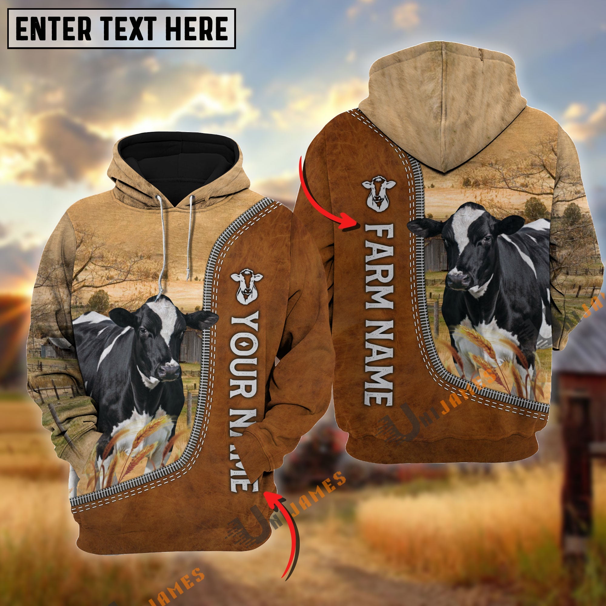 Holstein Farming Happiness Personalized Name 3D Hoodie