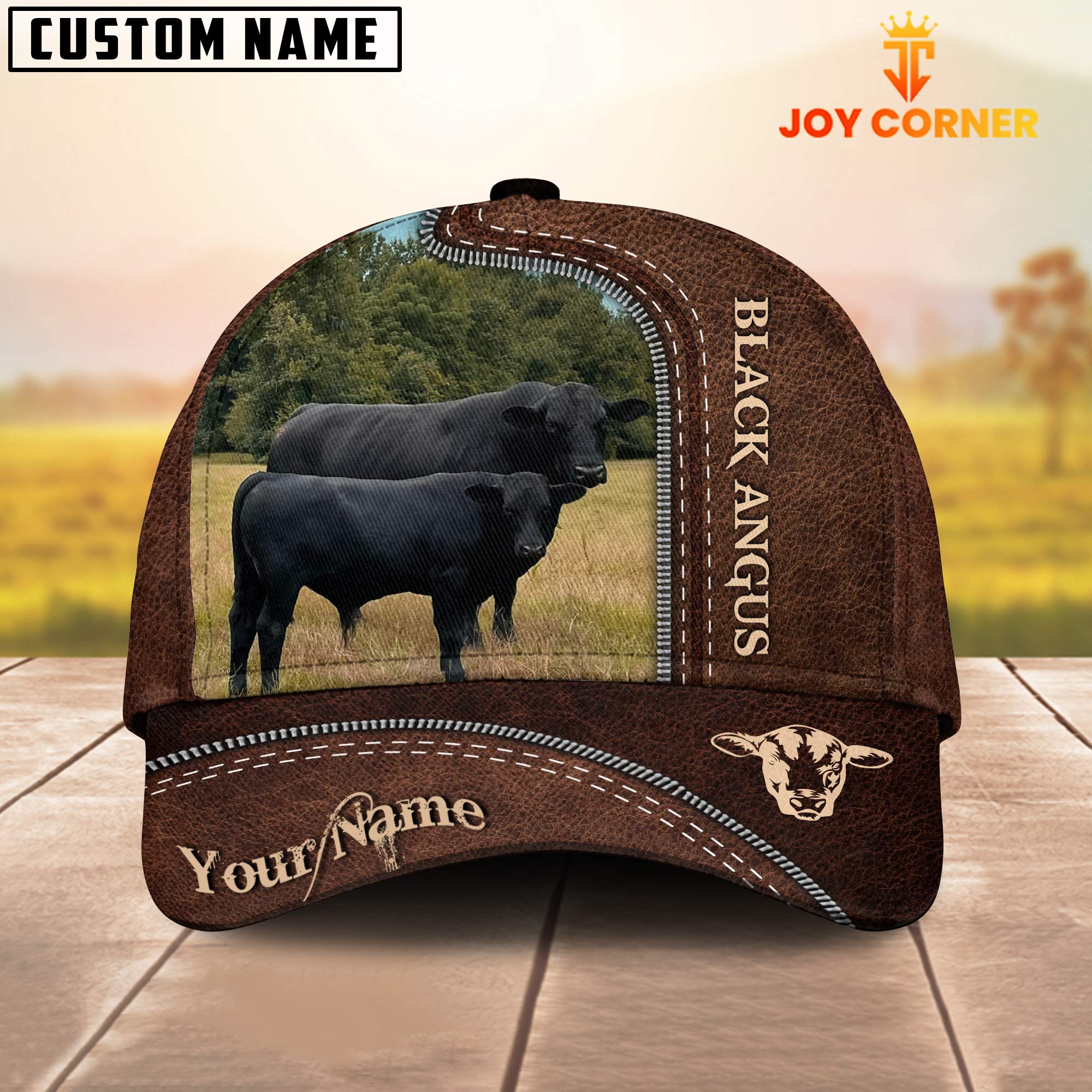 Cattle of Tim Walters Customized Name Leather Pattern Cap