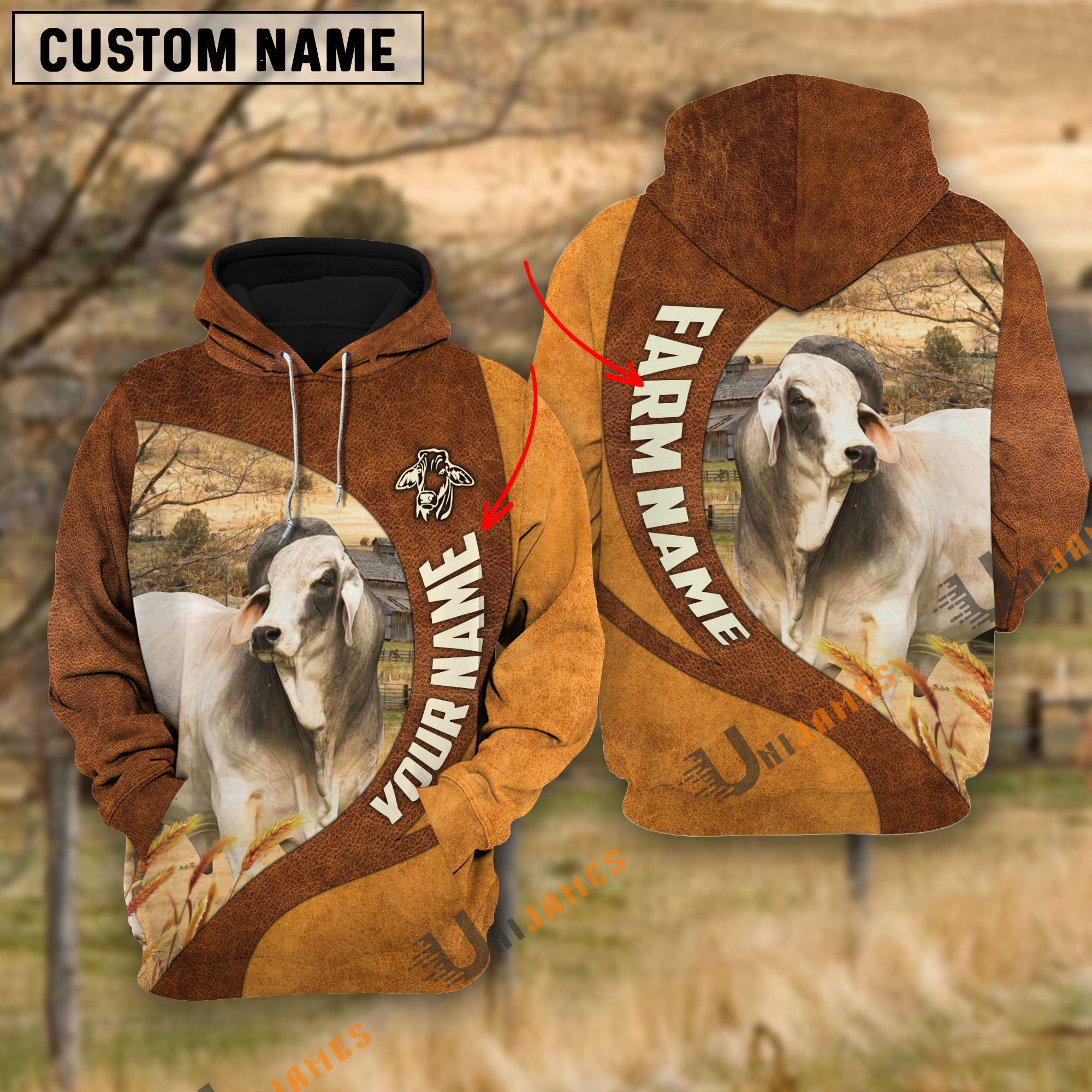 Brahman Farming Life Personalized Name 3D Hoodie