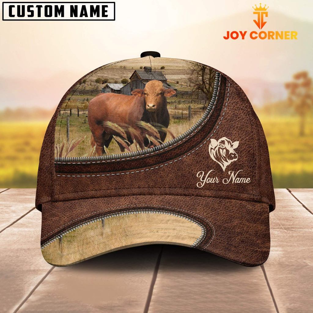 Droughtmaster On The Farm Customized Name Leather Pattern Cap