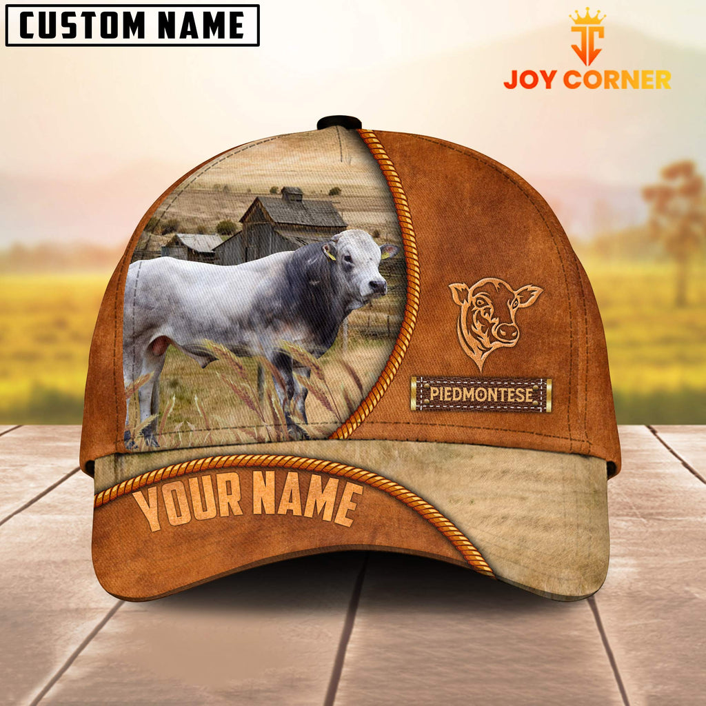 Custom Name Piedmontese Leather Pattern Cap