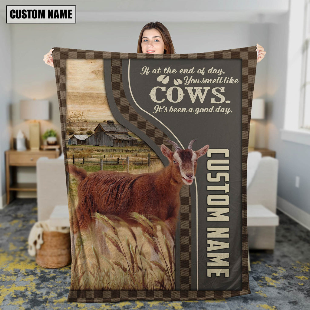 Personalized Name Goat A Good Day Blanket