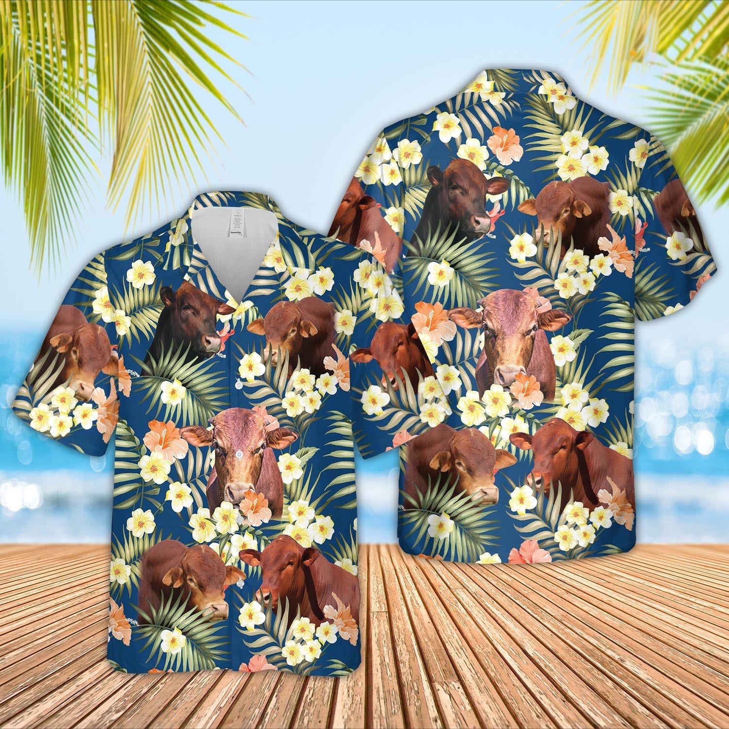 Unique Beefmaster Summer Blue Floral 3D Hawaiian Shirt
