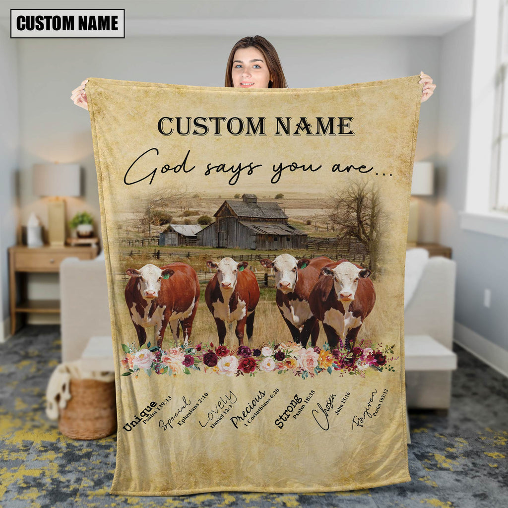 God Says You Are - Personalized Name Hereford Blanket