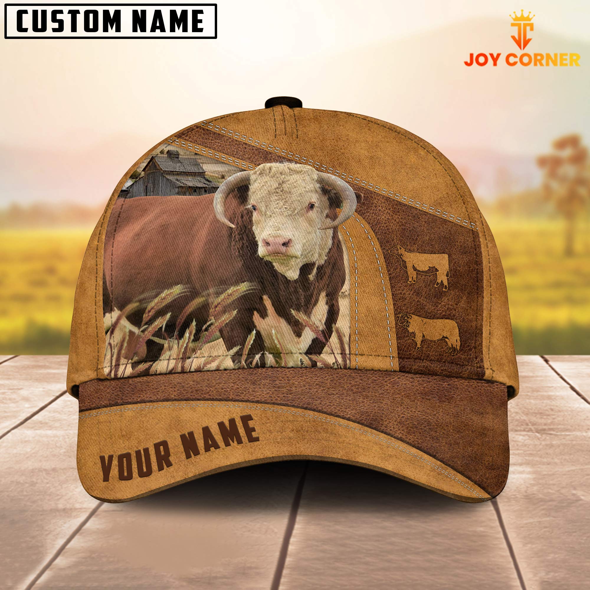 Custom Name Farm Horned Hereford Cap