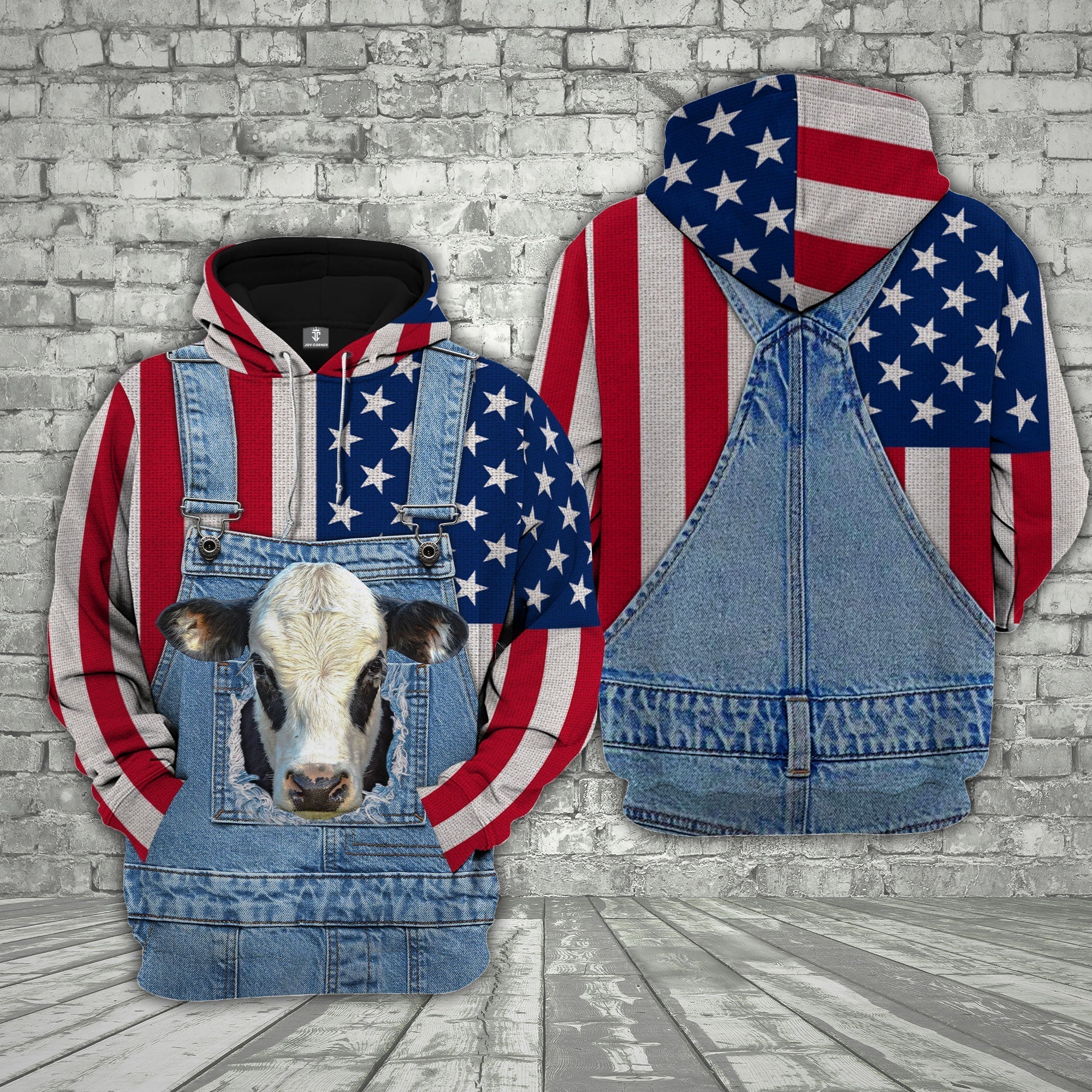 Black Baldy Cattle US Flag Farm Personalized 3D Hoodie