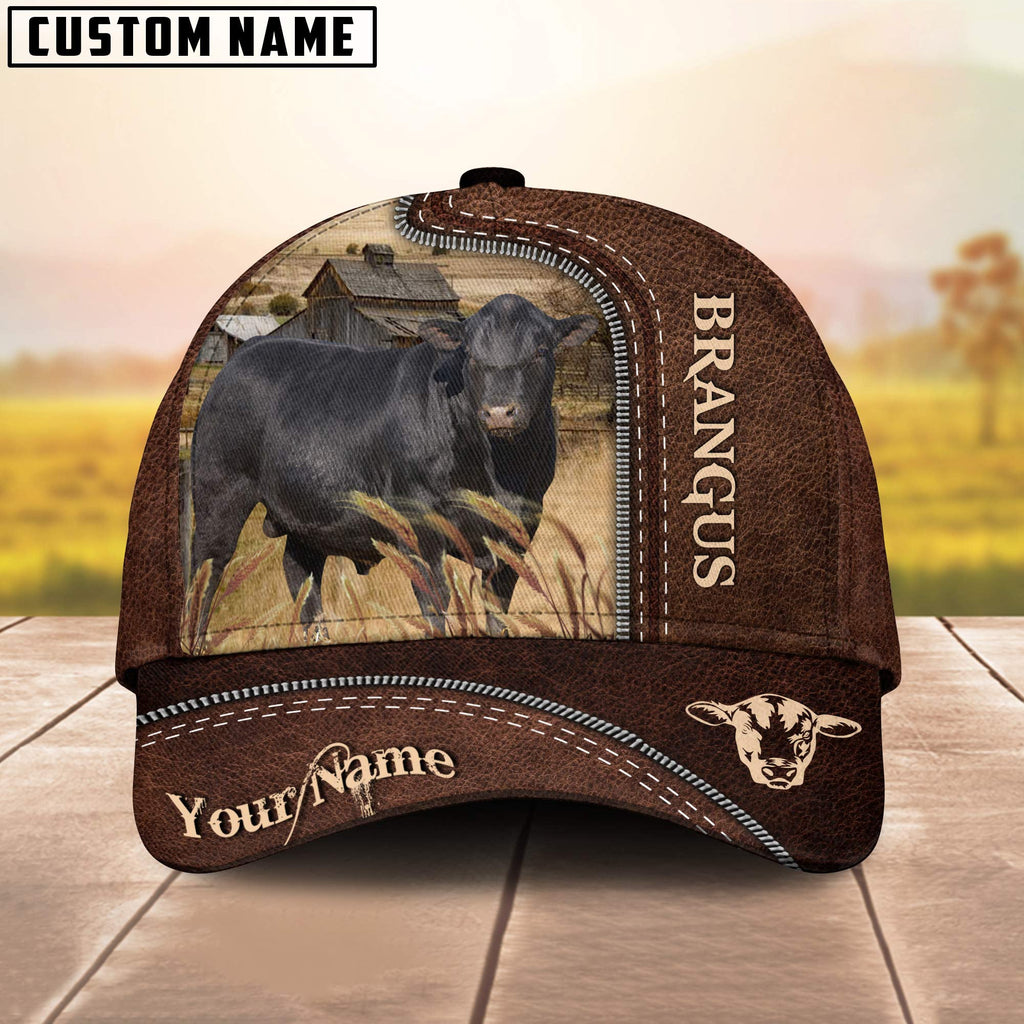 Brangus Customized Name Leather Pattern Cap
