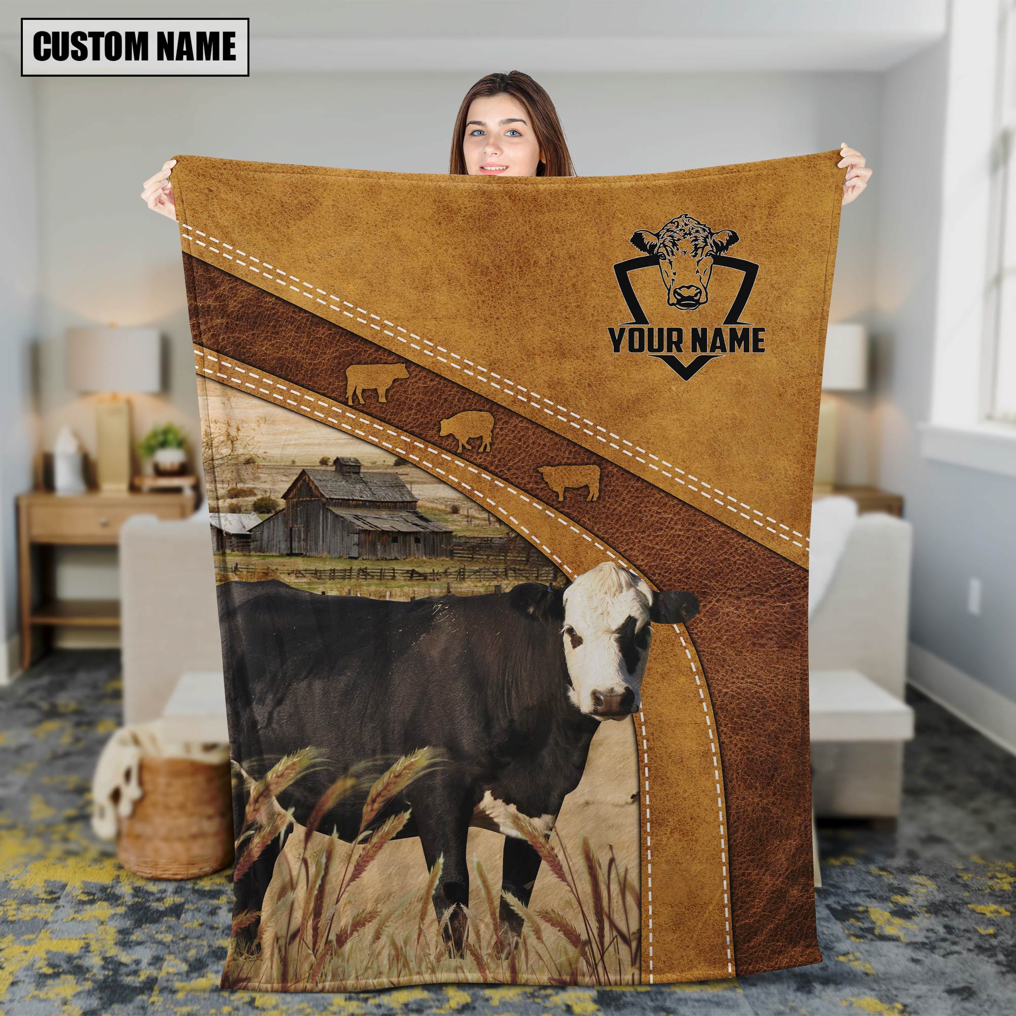 Black Hereford Custom Name Blanket Collection