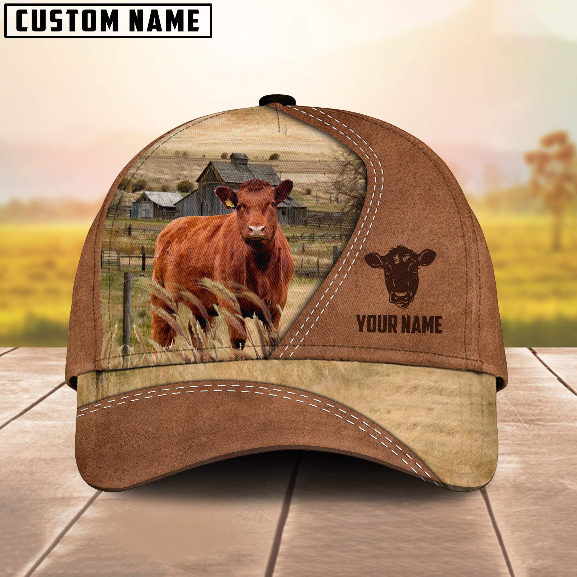 Red Angus Customized Name Brown Cap