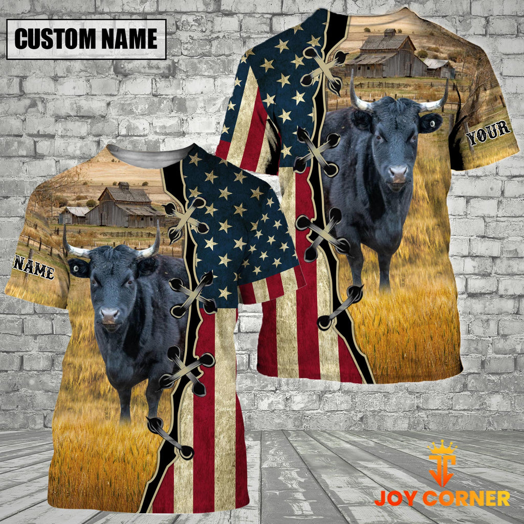 Custom Name Dexter Cattle American Flag 3D Shirt