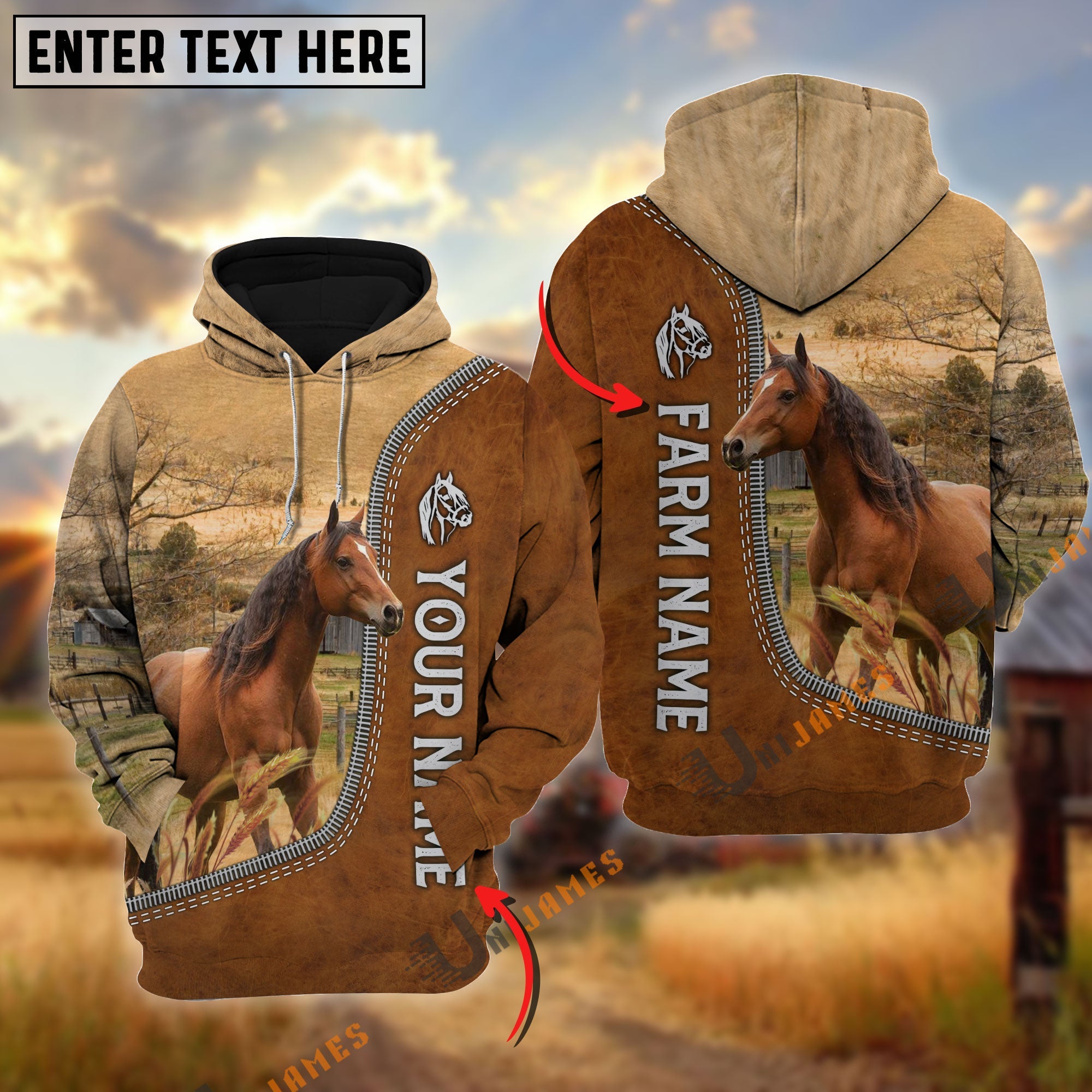 Horse Farming Happiness Personalized Name 3D Hoodie