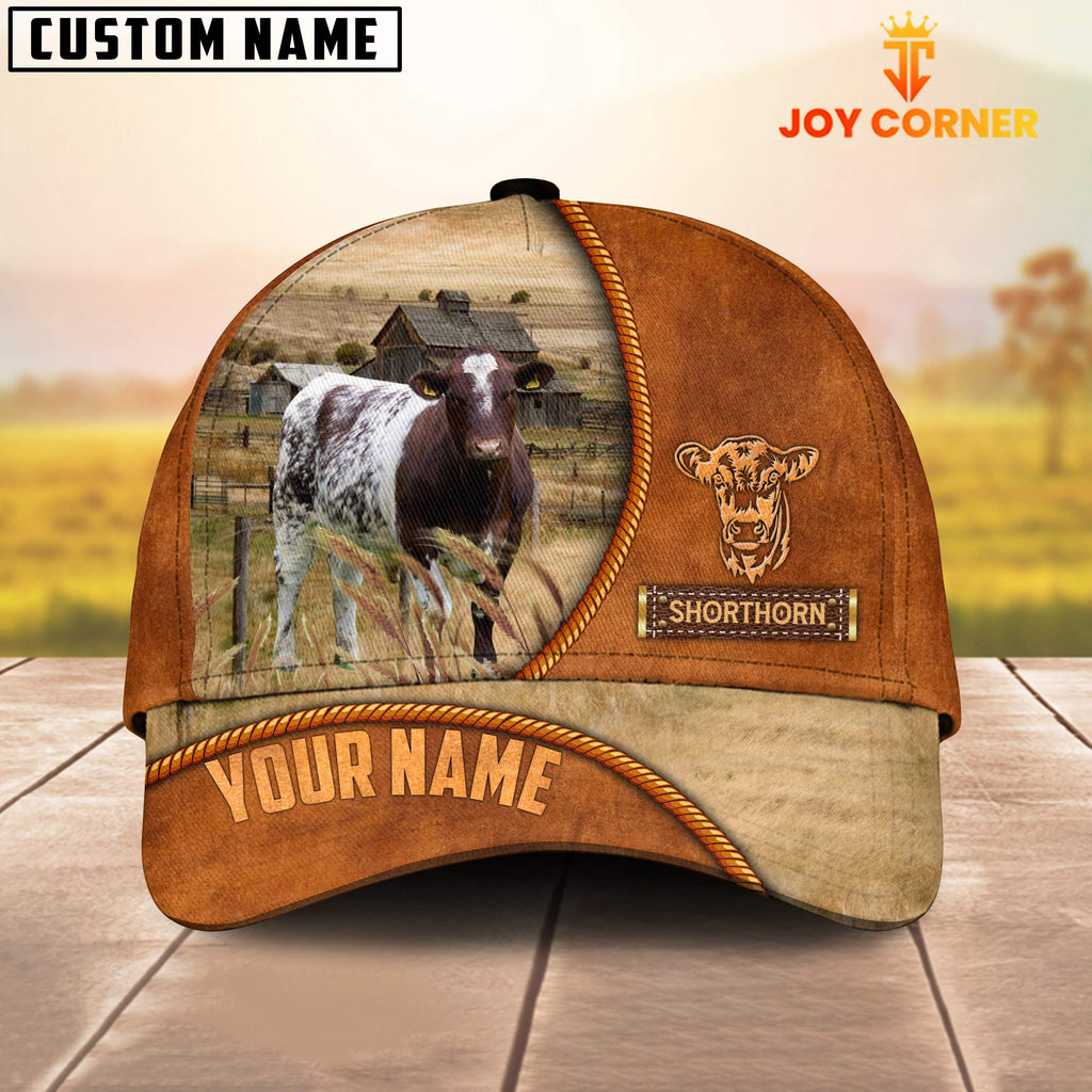 Custom Name Shorthorn Leather Pattern Cap TT11