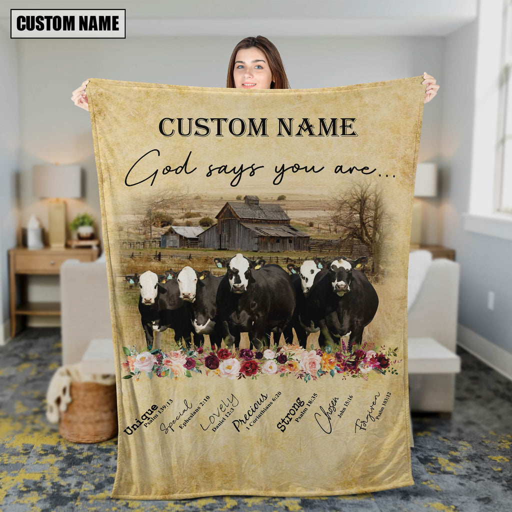 God Says You Are - Personalized Name Black Baldy Blanket