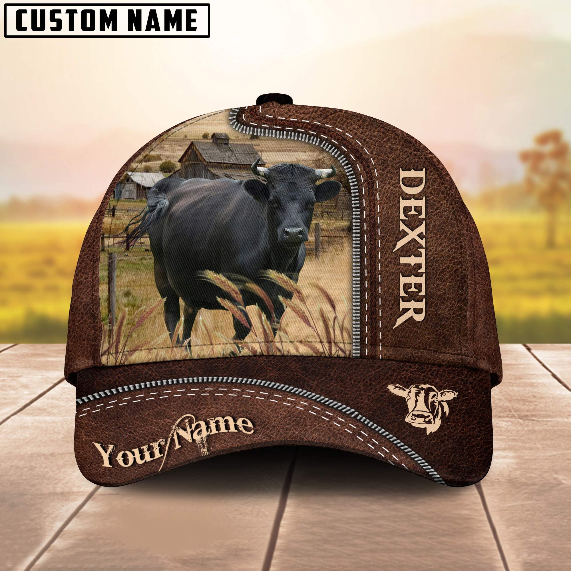 Dexter Customized Name Leather Pattern Cap