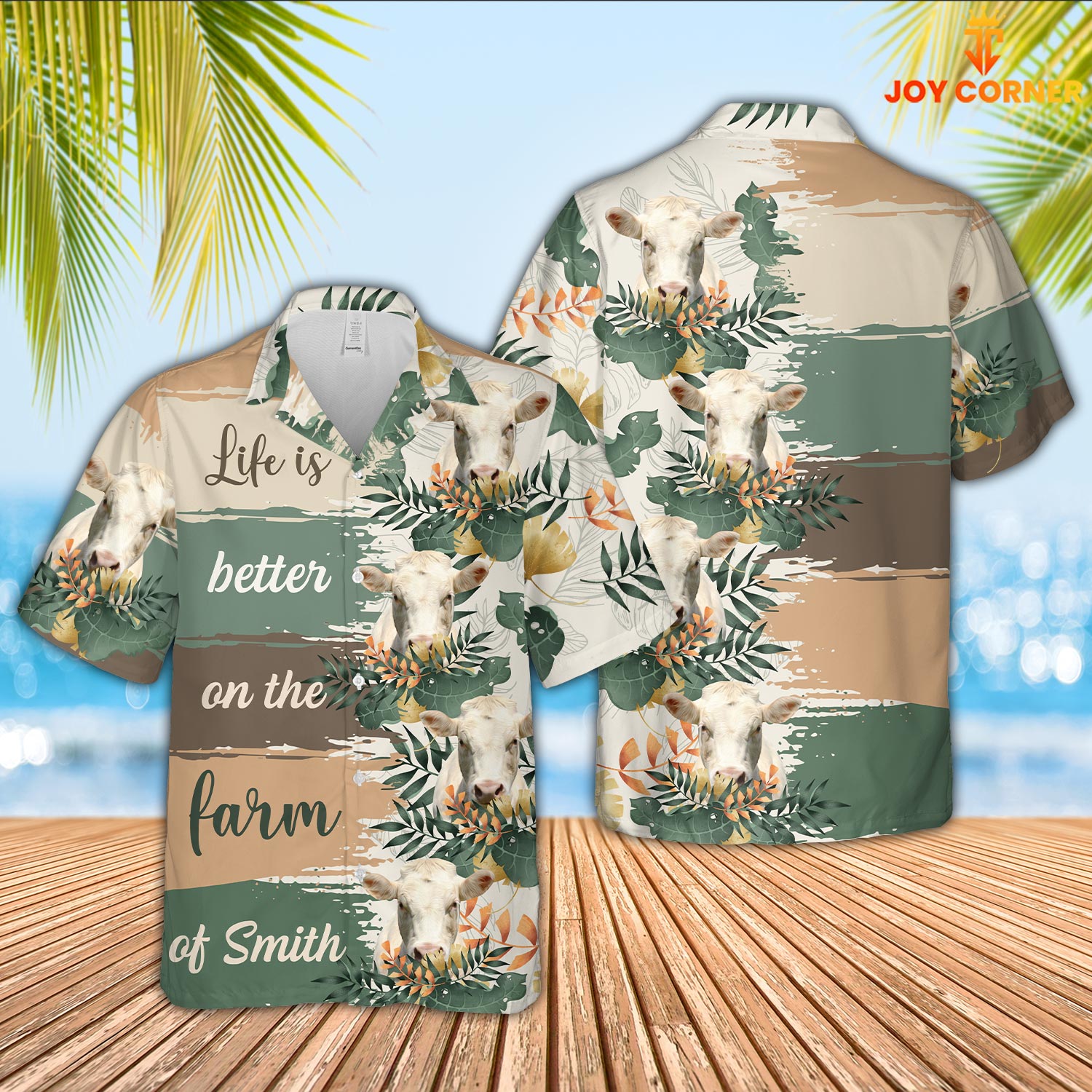 Custom Name Charolais Life Is Better On The Farm Hawaiian Shirt