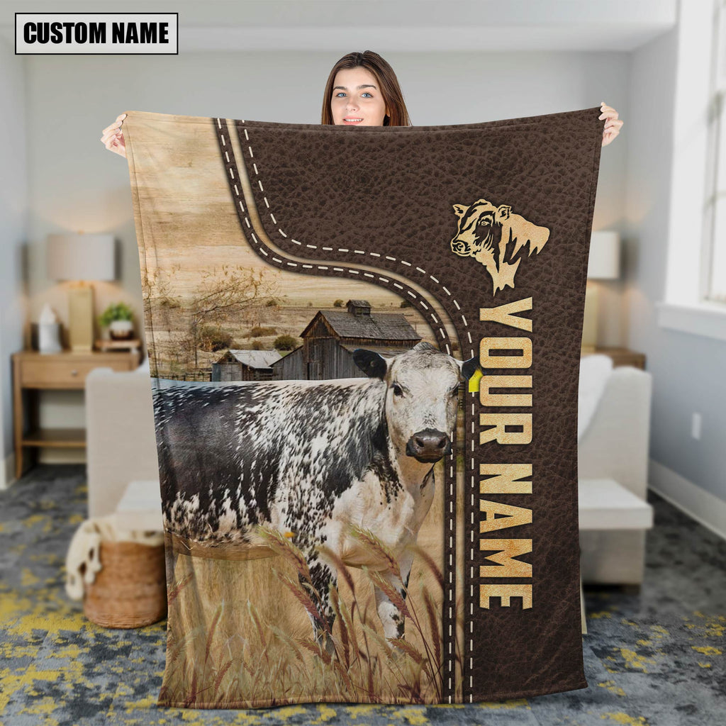 Personalized Name Speckled Park Leather Pattern Blanket