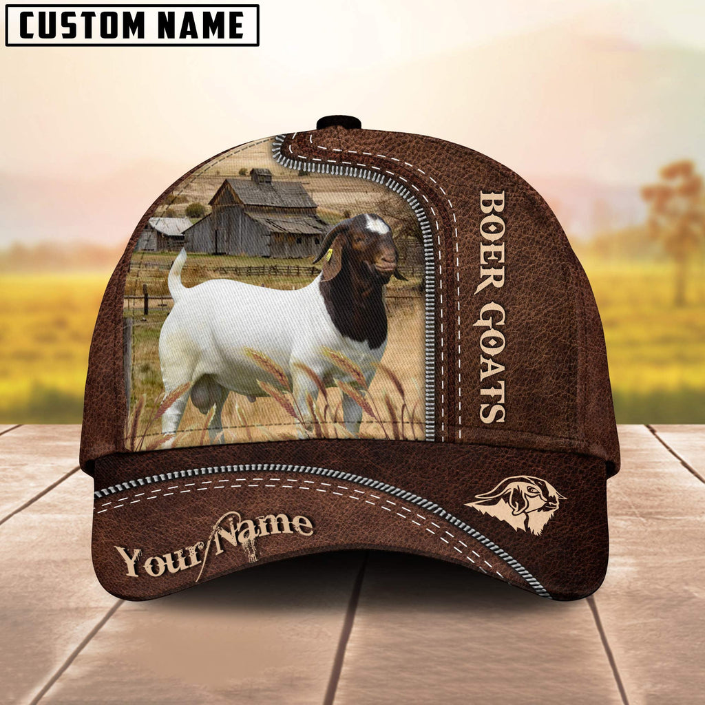 Boer Goats Customized Name Leather Pattern Cap