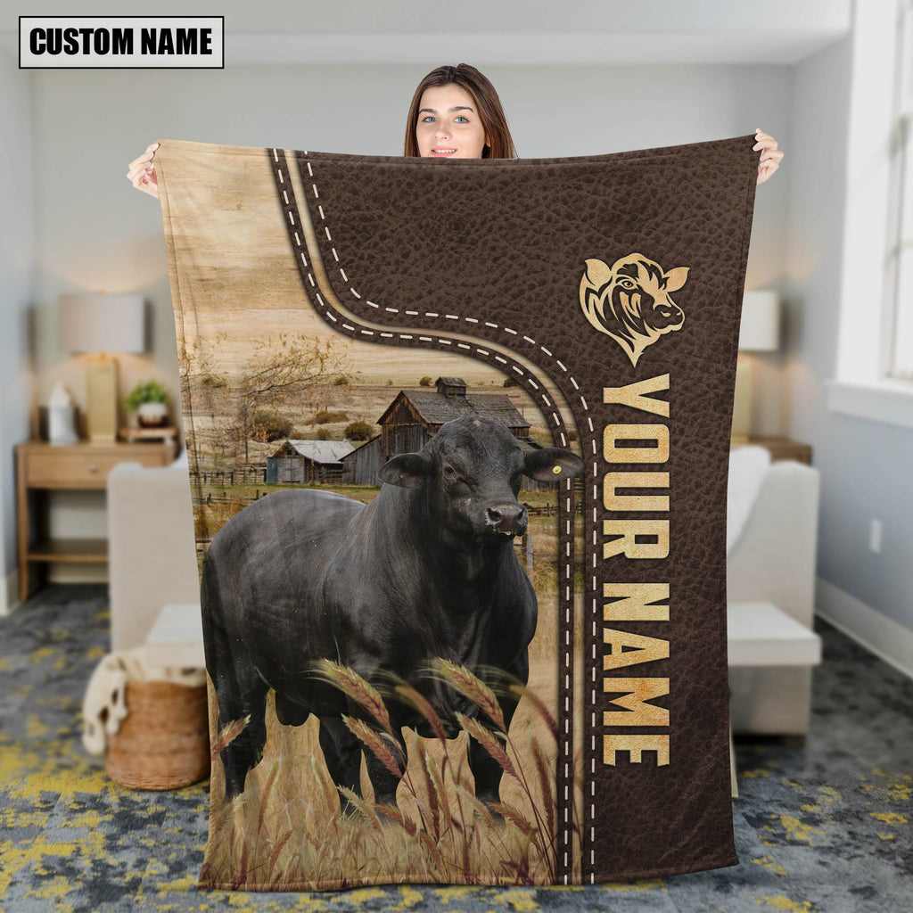 Personalized Name Brangus Leather Pattern Blanket
