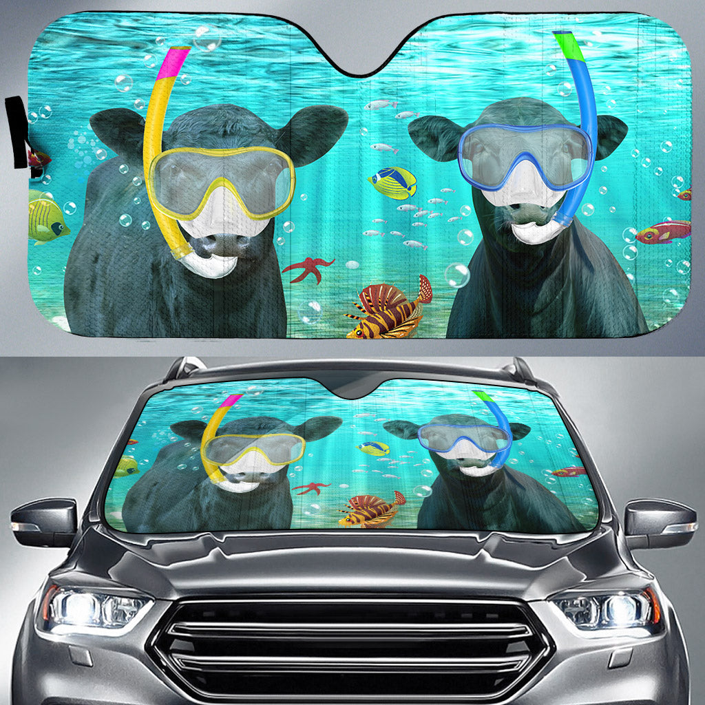 Black Angus Diving All Over Printed 3D Sun Shade