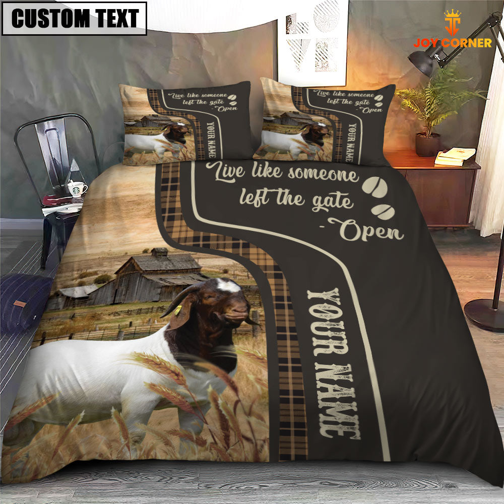 Boer Goat Like Someone Left The Gate Open Customized Name 3D Bedding Set