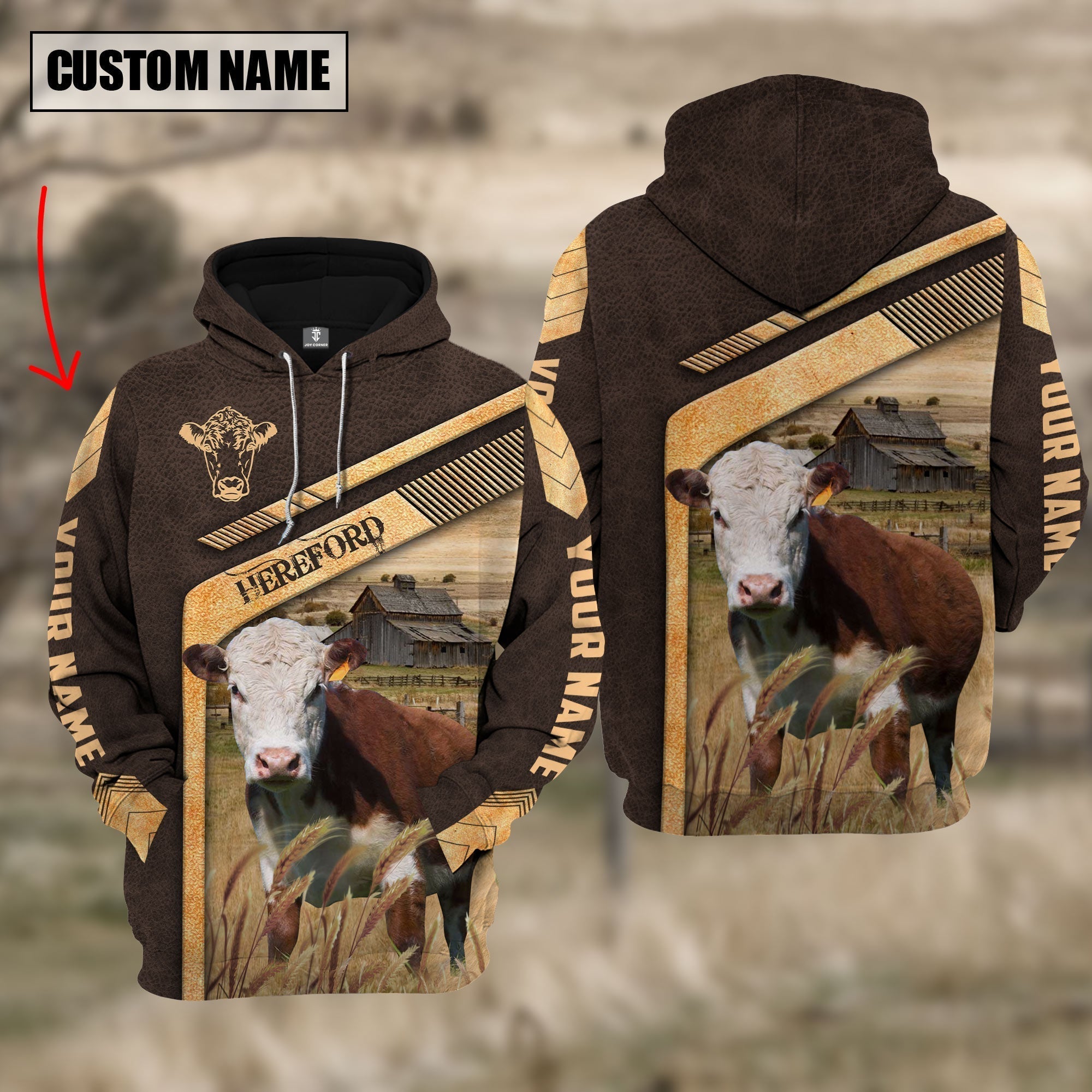 Hereford On The Meadow Custom Name Hoodie