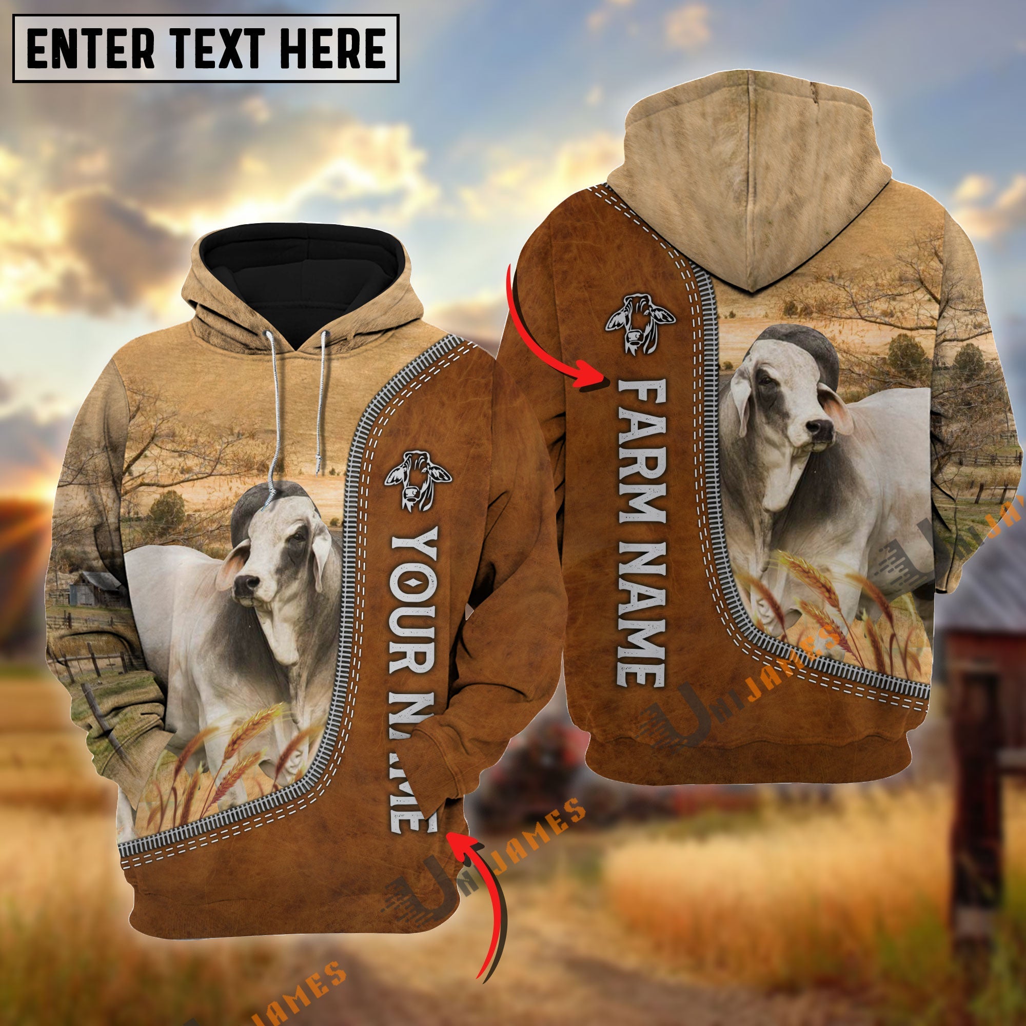 Brahman Farming Happiness Personalized Name 3D Hoodie